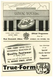 Programme: Luton Town FC vs West Bromwich Albion (27th Oct 1956)