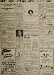 Match Report: Burnley vs Luton Town FC (3rd Nov 1956)