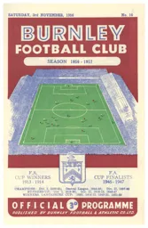 Programme: Burnley vs Luton Town FC (3rd Nov 1956)