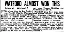 Match Report: Luton Town FC vs Watford (7th Nov 1956)
