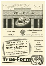 Programme: Luton Town FC vs Arsenal (8th Dec 1956)