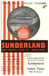 Programme: Sunderland vs Luton Town FC (15th Dec 1956)