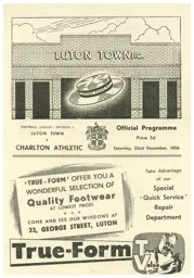 Programme: Luton Town FC vs Charlton Athletic (22nd Dec 1956)