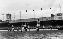 Bob Morton leads an attack on the Vill;a goal which comes to nothing