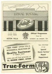 Programme: Luton Town FC vs Aston Villa (5th Jan 1957)