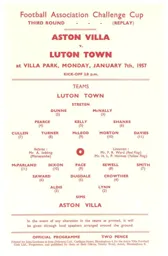 Programme: Aston Villa vs Luton Town FC (7th Jan 1957)