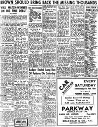 Match Report: Leeds United vs Luton Town FC (9th Feb 1957)