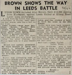 Match Report: Leeds United vs Luton Town FC (9th Feb 1957)