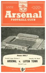 Programme: Arsenal vs Luton Town FC (9th Mar 1957)
