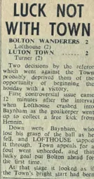 Match Report: Bolton Wanderers vs Luton Town FC (19th Apr 1957)