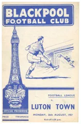 Programme: Blackpool vs Luton Town FC (26th Aug 1957)