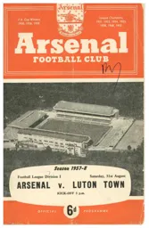Programme: Arsenal vs Luton Town FC (31st Aug 1957)