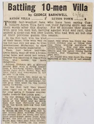 Match Report: Aston Villa vs Luton Town FC (14th Sep 1957)