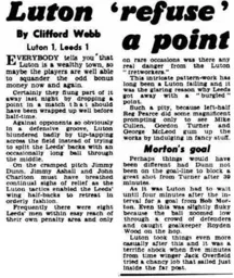 Match Report: Luton Town FC vs Leeds United (18th Sep 1957)