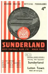 Programme: Sunderland vs Luton Town FC (28th Sep 1957)