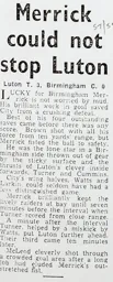 Match Report: Luton Town FC vs Birmingham City (2nd Nov 1957)