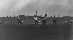 Gordon Turner shoots from the edge of the penalty area
