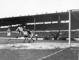 Allan Brown heads in Town`s second goal