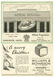 Programme: Luton Town FC vs Manchester United (26th Dec 1957)