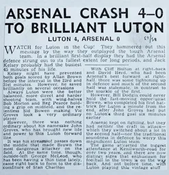 Match Report: Luton Town FC vs Arsenal (28th Dec 1957)