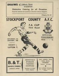 Programme: Stockport County vs Luton Town FC (4th Jan 1958)