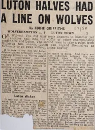Match Report: Wolverhampton Wanderers vs Luton Town FC (11th Jan 1958)