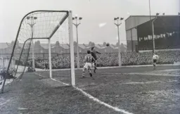 Preston keeper Fred Else stops this shot at goal