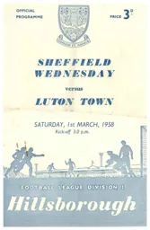 Programme: Sheffield Wednesday vs Luton Town FC (1st Mar 1958)