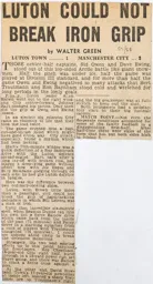 Match Report: Luton Town FC vs Manchester City (8th Mar 1958)
