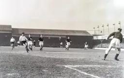 John Groves shot beats Ted Ditchburn but it goes wide of the goal