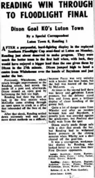 Match Report: Luton Town FC vs Reading (31st Mar 1958)