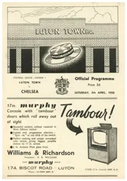 Programme: Luton Town FC vs Chelsea (5th Apr 1958)