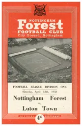 Programme: Nottingham Forest vs Luton Town FC (12th Apr 1958)