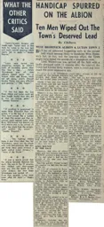 Match Report: West Bromwich Albion vs Luton Town FC (26th Apr 1958)