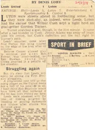 Match Report: Leeds United vs Luton Town FC (26th Aug 1958)