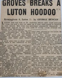 Match Report: Birmingham City vs Luton Town FC (30th Aug 1958)