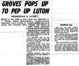 Match Report: Birmingham City vs Luton Town FC (30th Aug 1958)