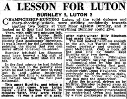 Match Report: Burnley vs Luton Town FC (20th Sep 1958)