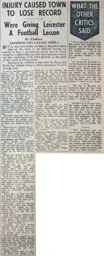 Match Report: Leicester City vs Luton Town FC (4th Oct 1958)