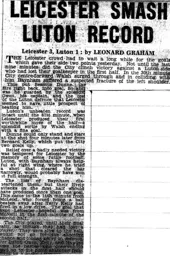 Match Report: Leicester City vs Luton Town FC (4th Oct 1958)