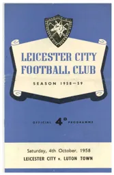 Programme: Leicester City vs Luton Town FC (4th Oct 1958)