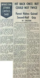 Match Report: Nottingham Forest vs Luton Town FC (11th Oct 1958)