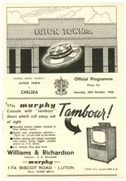 Programme: Luton Town FC vs Chelsea (18th Oct 1958)