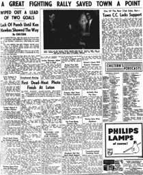 Match Report: Portsmouth vs Luton Town FC (25th Oct 1958)