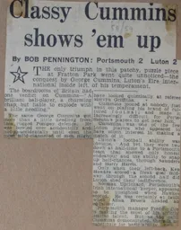 Match Report: Portsmouth vs Luton Town FC (25th Oct 1958)