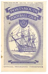 Programme: Portsmouth vs Luton Town FC (25th Oct 1958)