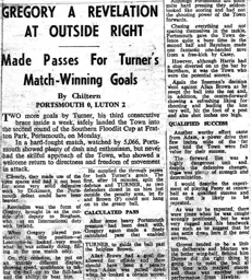 Match Report: Portsmouth vs Luton Town FC (3rd Nov 1958)
