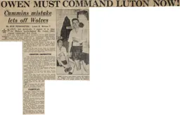 Match Report: Luton Town FC vs Wolverhampton Wanderers (29th Nov 1958)