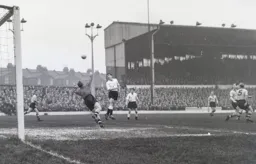 Jimmy Adam heads the ball over the crossbar