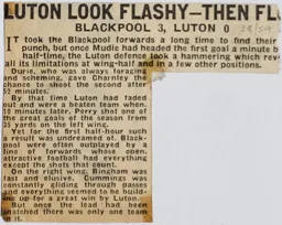 Match Report: Blackpool vs Luton Town FC (6th Dec 1958)